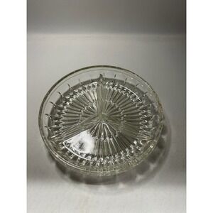 Vintage Clear Cut Etched Glass 3 Section Veggie Cracker Snack Serving Tray Dish
